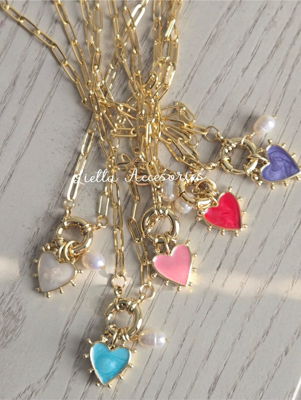 Gold Heart Charm Necklaces